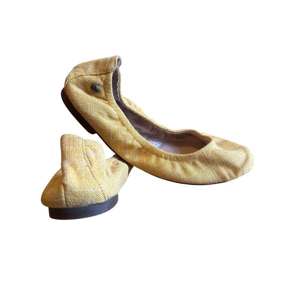 IMUS MACABEE Folding Flats - size 8 mustard yellow canvas - Picture 4 of 6